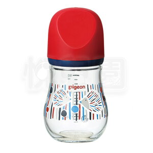 PIGEON 貝親 設計款母乳實感玻璃奶瓶160ml (刺蝟/紅)【悅兒園婦幼生活館】
