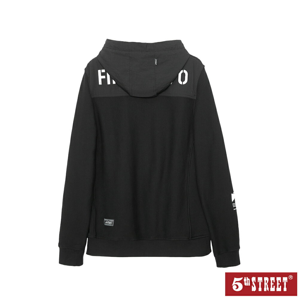 男裝 異材質剪接帽T恤-黑色 (560880) 【5th STREET】【APP下單天天10%回饋】 最高折426 3