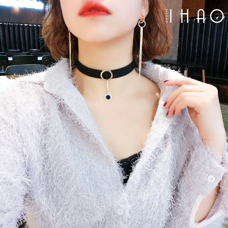 脖子飾品頸帶鎖骨鏈女短款脖頸鏈項圈網紅黑色項鏈ins冷淡風氣質