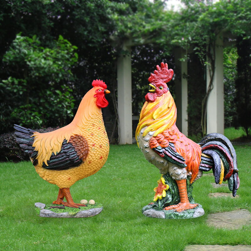 戶外玻璃鋼雕塑花園林景觀小品模擬動物大公雞擺件公園幼兒園擺設