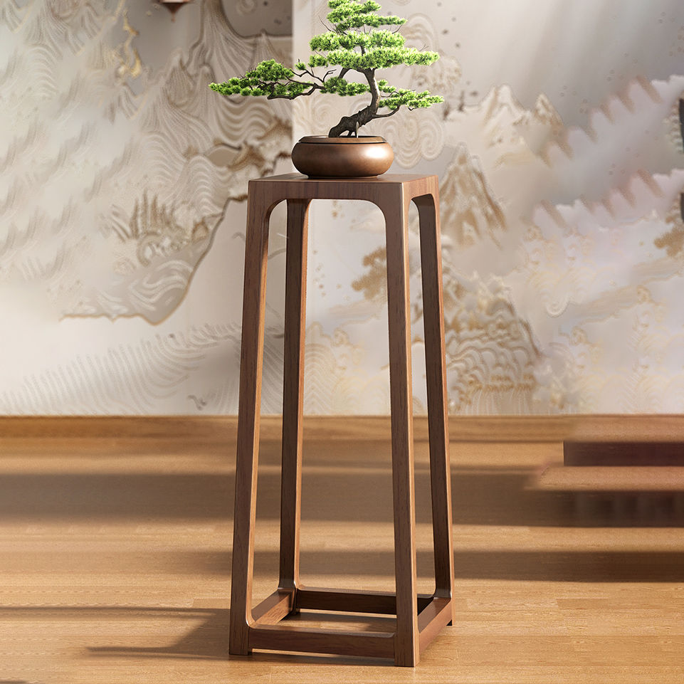 免運/附發票 落地置物架 中式花架實木黑胡桃木花架子落地式客廳高階擺件展示架仿古花幾 快速出貨