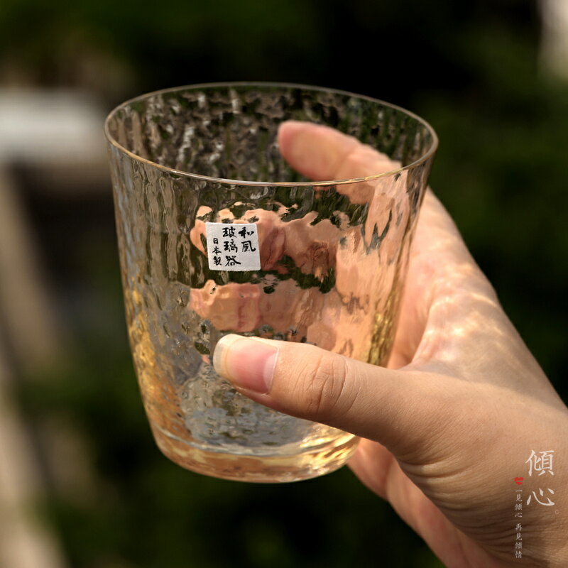 日本原裝進口東洋佐佐木琥珀玻璃水杯酒杯耐熱茶杯手工錘紋玻璃杯