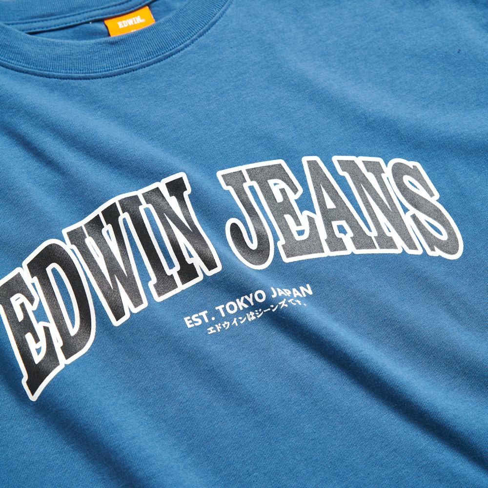 EDWIN 男款 橘標 大寬版拱型LOGO短袖T恤 (灰藍色) 3