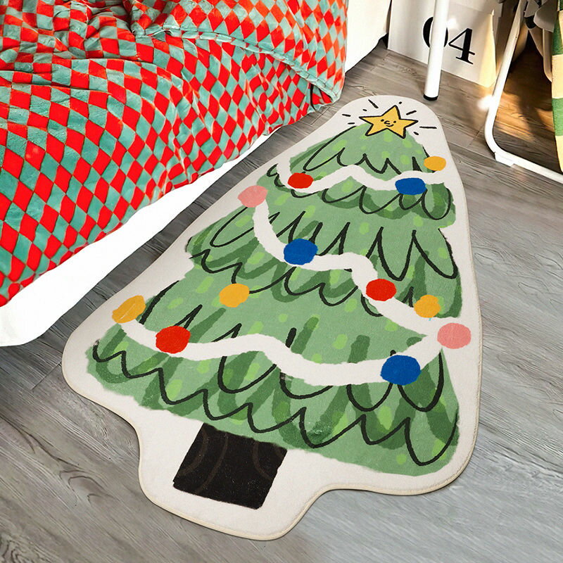 聖誕地毯 圣誕房間裝飾地毯家用客廳沙發茶幾地墊陽臺飄窗墊子臥室床邊毯