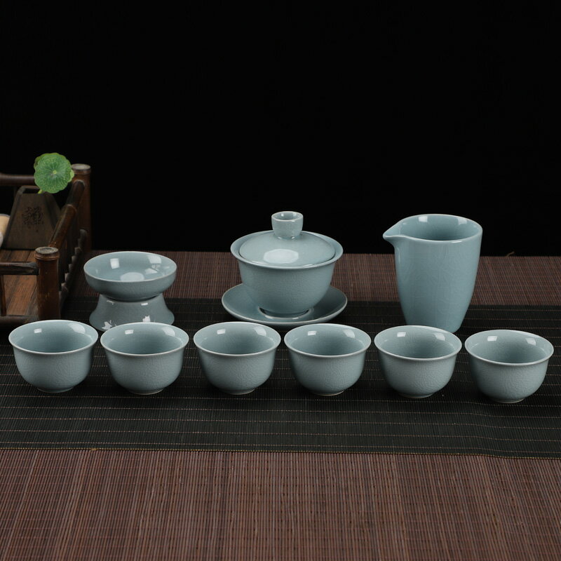 【滿299出貨】哥窯陶瓷茶具套裝家用功夫茶具整套茶杯茶壺蓋碗辦公室客廳泡茶器