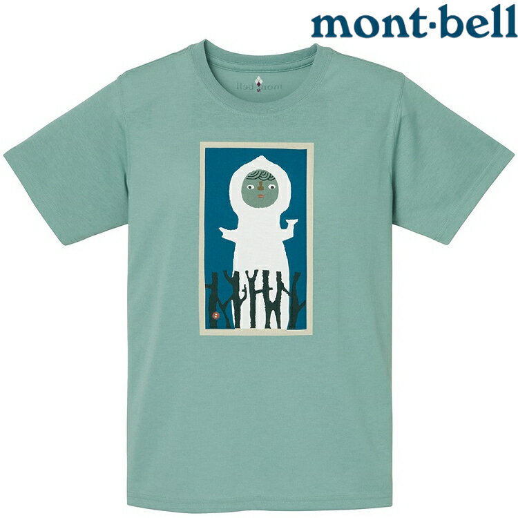 Mont-Bell 女款 Wickron 排汗衣/圓領短袖 1114774 SHIROI ZOU 白雕像 LBL 淺藍