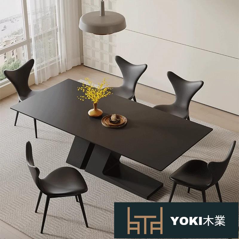 餐桌椅桌子飯桌巖板極簡組合現代簡約家用長方形餐廳大戶型YYY79