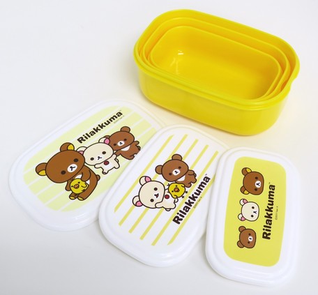 拉拉熊 三件式 餐盒 懶懶熊 便當盒 保鮮盒 日貨 大賀屋 正版 授權 J00013808