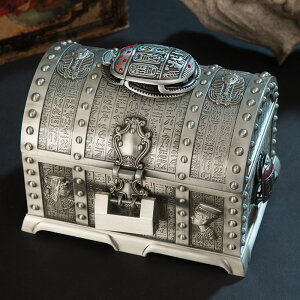 歐式復古金屬埃及甲蟲百寶箱雙層帶鎖大容量首飾箱飾品收納箱禮品
