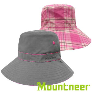 【Mountneer】透氣抗UV雙面帽『卡其灰/粉紅』11H18