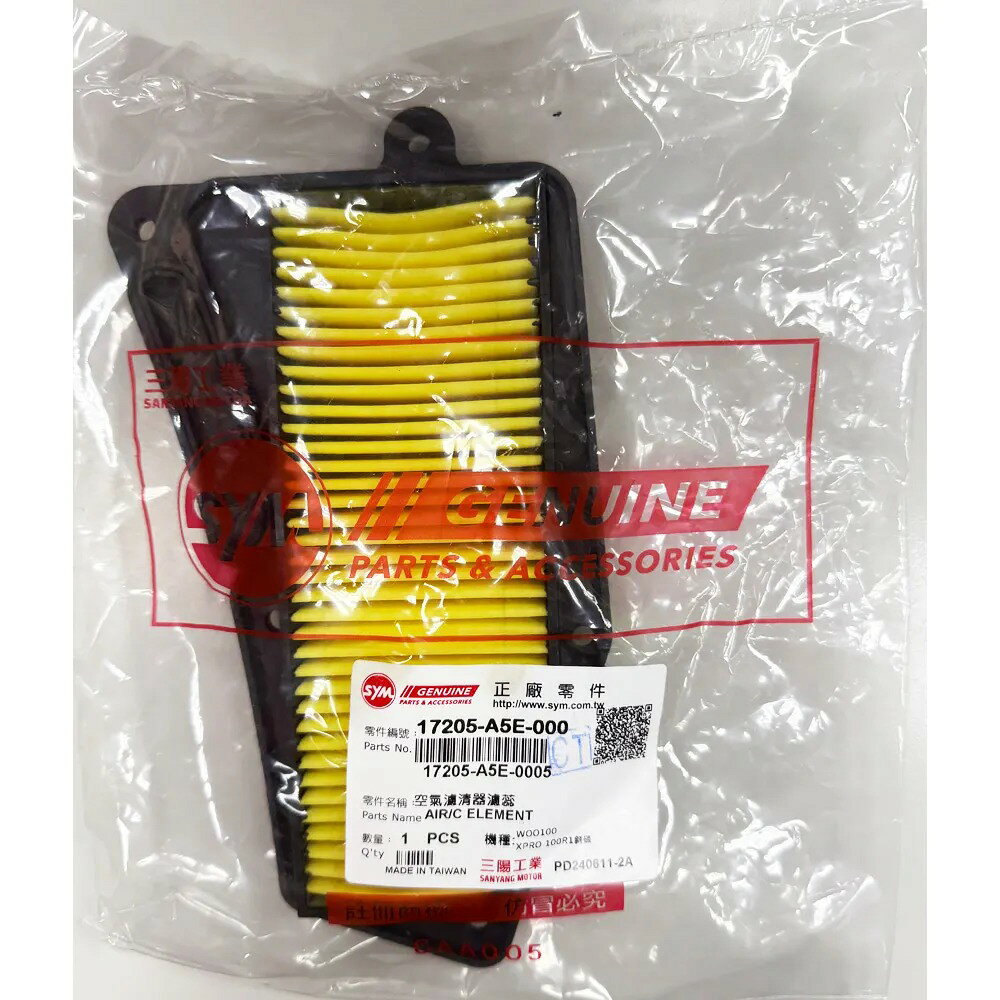 SYM 三陽原廠17205-A5E-000 空氣濾清器 R1Z/R1-100/R1/50/舊款woo