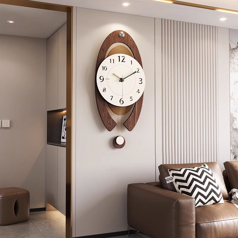 美世達2024新款中古風客廳掛鐘復古鐘表現代簡約大氣輕奢掛墻時鐘