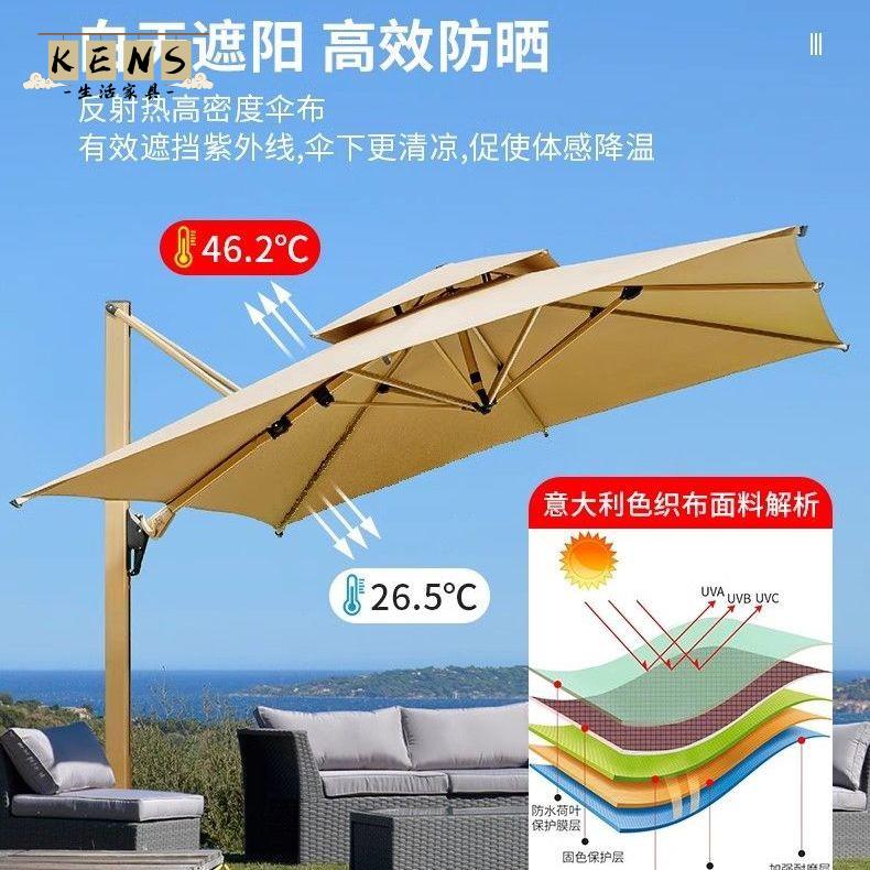 免運 戶外遮陽傘 戶外遮陽傘 庭院雙吊桿羅馬傘 燈條傘陽臺別墅商用室外太陽能氛圍燈特惠/售後保障 工廠直銷 全館八折 k219