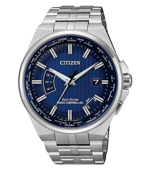 CITIZEN 星辰 限量光動能萬年曆電波錶 藍x銀 CB0160-51L 42mm