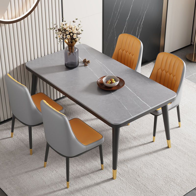 餐桌 網紅北歐巖板餐桌餐椅組合小戶型家用長方形桌子椅子一套吃飯家用-快速出貨
