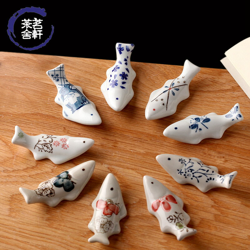 日式釉下彩陶瓷和風餐具筷架筷子枕托精致可愛家用創意個性網紅