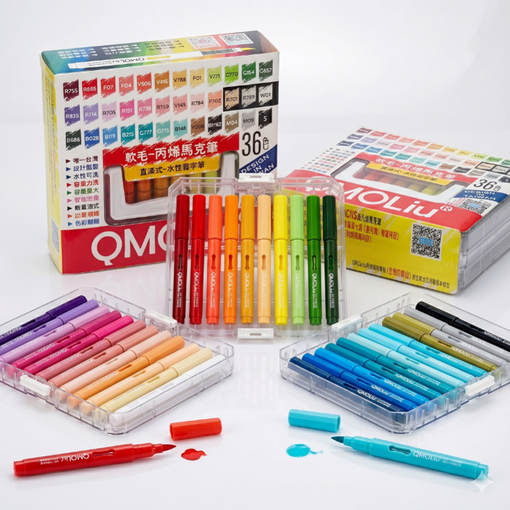 QMOLiU 直液式丙烯馬克筆 36色/單色
