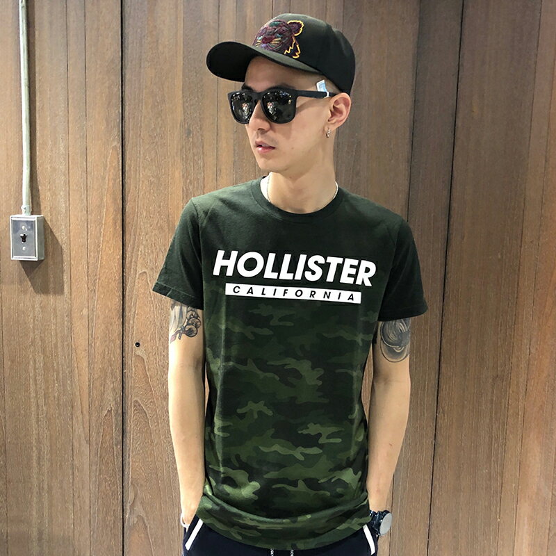 美國百分百【Hollister Co.】T恤 HCO 短袖 T-shirt 海鷗 logo 上衣 迷彩 S號 I657