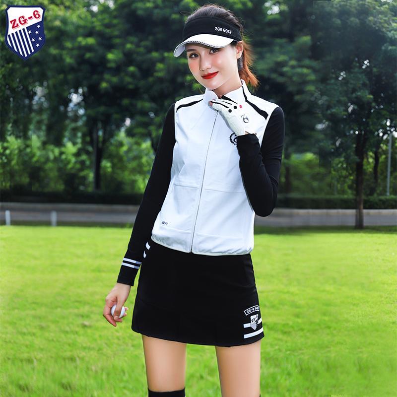 秋冬ZG6高爾夫女裝女士球服裝女白色馬甲背心黑色防走光半身褲裙