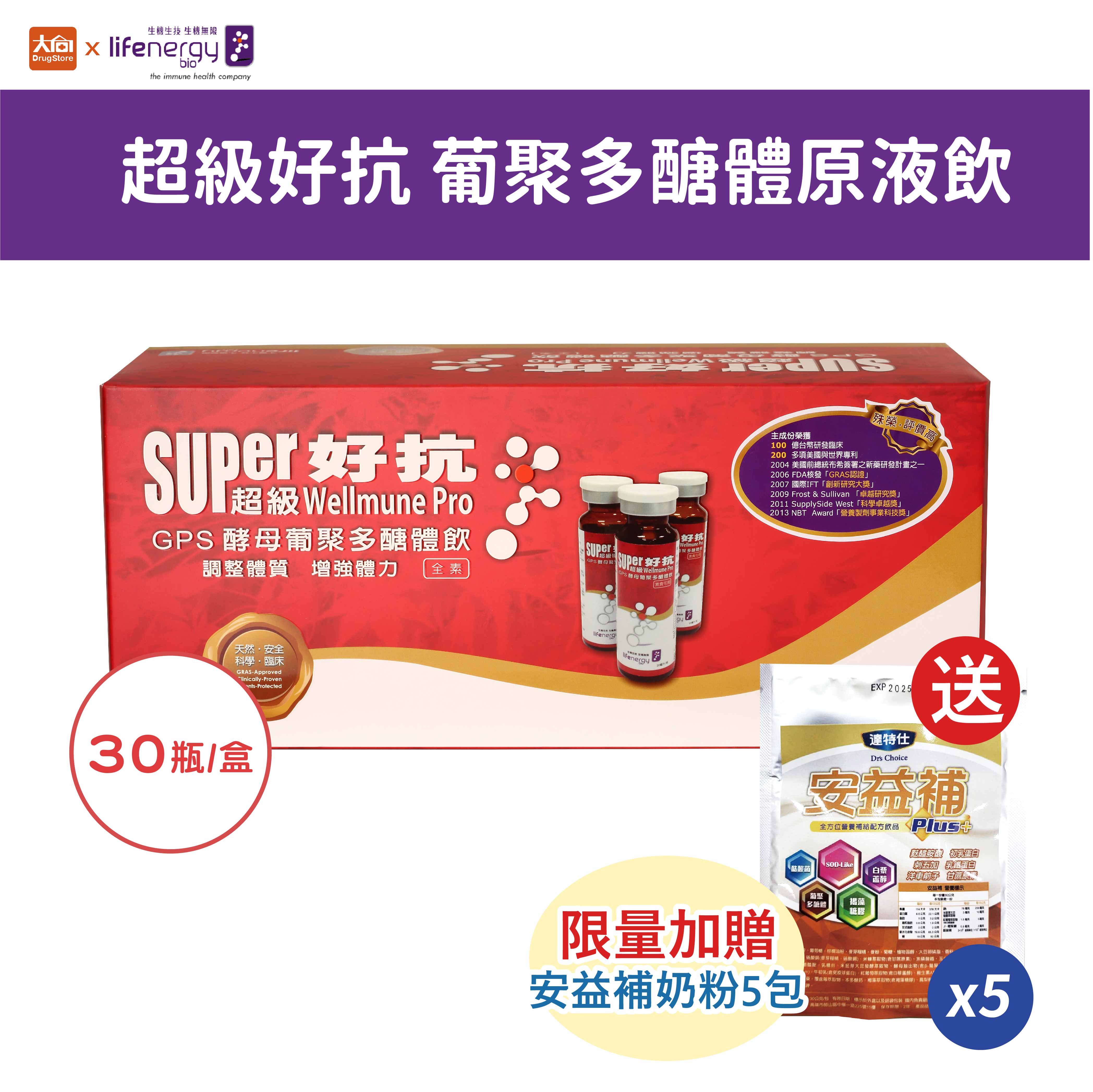 (點數回饋10%)生機生技 超級好抗 GPS酵母葡聚多醣體原液飲(30瓶)【加贈安益補奶粉5包】#限時限量