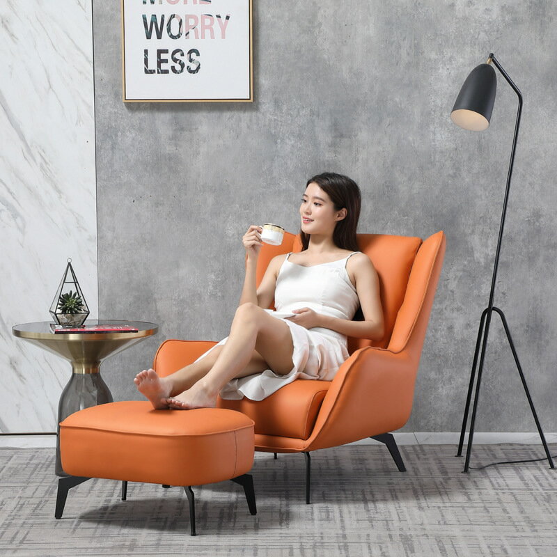 現代簡約客廳休閑椅北歐式陽臺臥室書房單人沙發椅設計網紅老虎椅