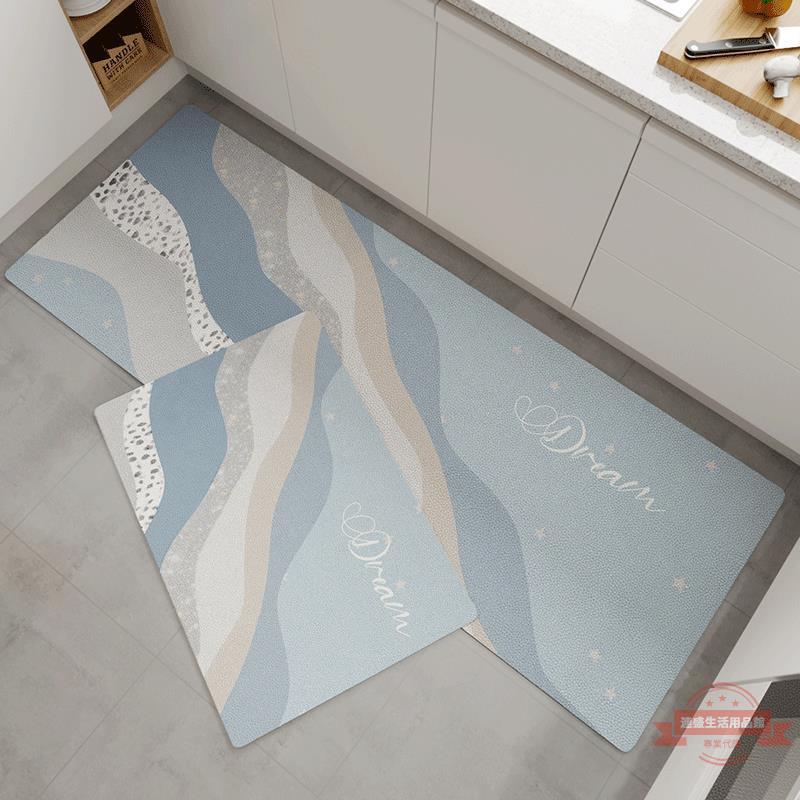 輕奢廚房地墊可擦洗免洗pvc防滑家用腳墊防水防油長條地毯裁剪 厚
