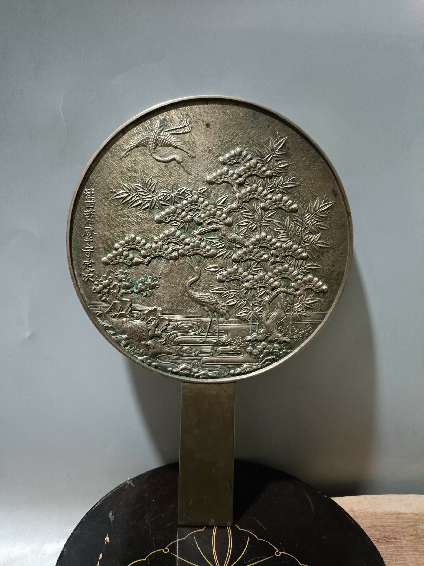 日本的銅器古董精品江戶早期頭模精鑄銅鏡。不是一般的銅鏡，百里