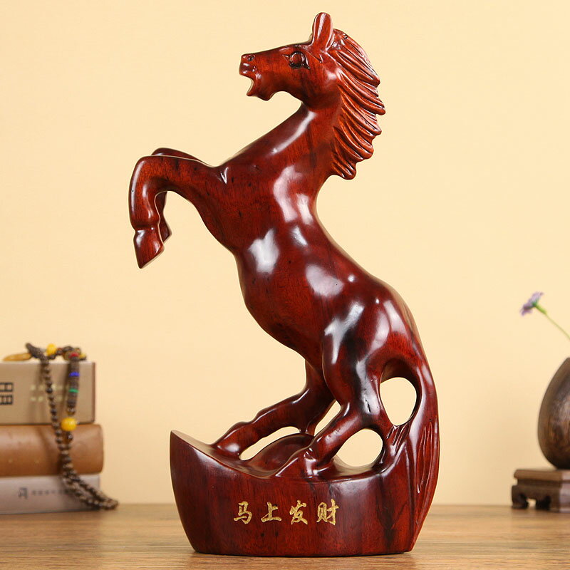 紅木工藝品馬到成功 東陽木雕馬 實木質12十二生肖馬風水擺件木馬