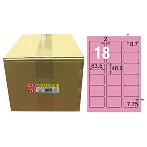 【龍德】A4三用電腦標籤 46.6x63.5mm 粉紅色 1000入 / 箱 LD-813-R-B