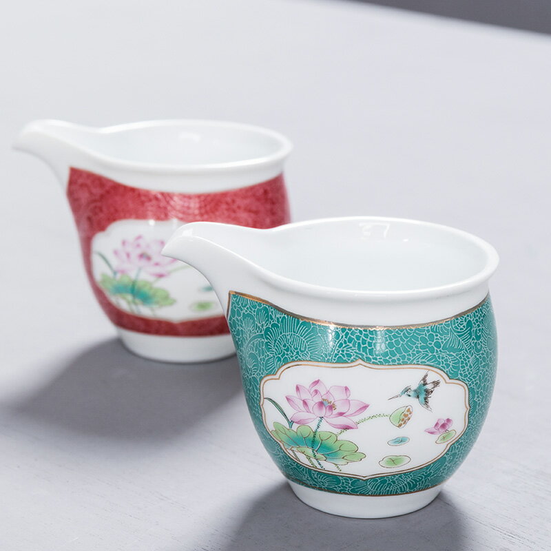 琺瑯彩陶瓷公道杯茶漏套裝分茶器分茶杯單個功夫茶具