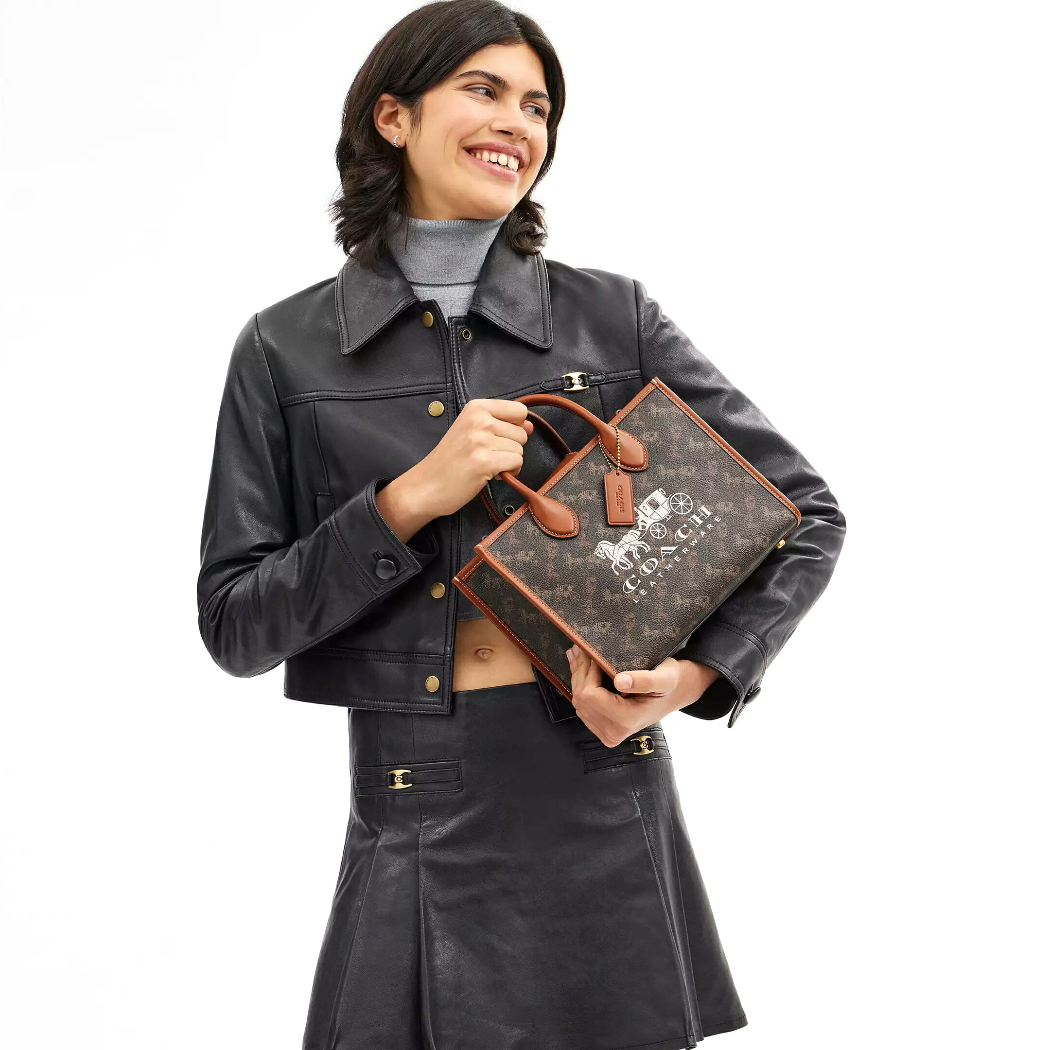 精選★COACH Ace26 Logo馬車印花 中號托特單肩斜跨斜背包 手提包 CR680~【購物節優惠★菲尼斯 國際精品↘3折起】 7