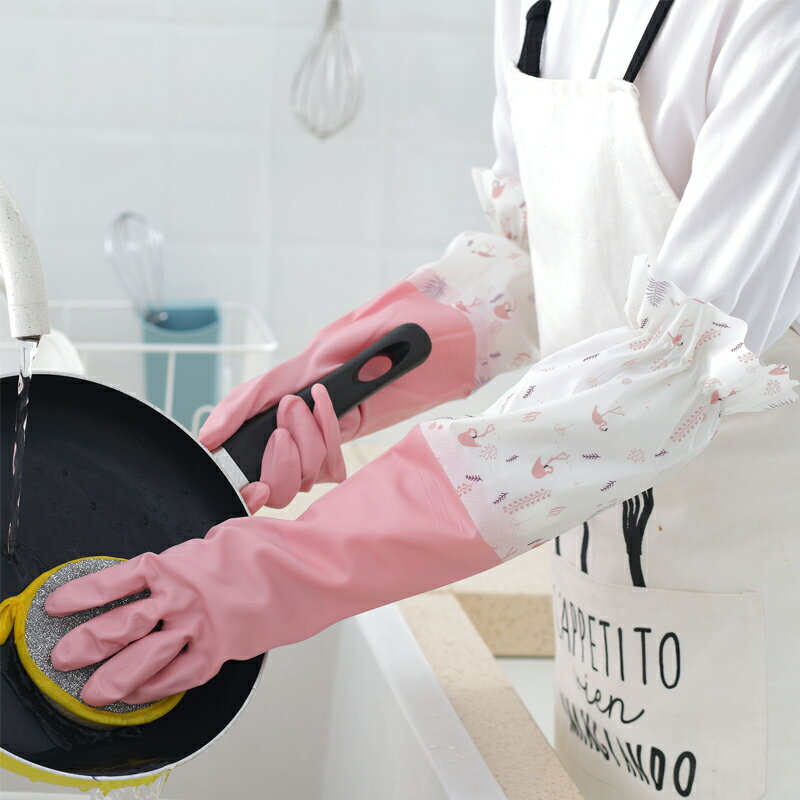洗碗手套女家務廚房耐用型洗衣服加絨加厚橡膠長手套刷碗防水家用
