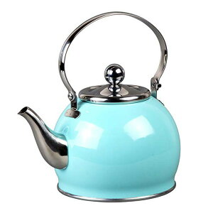 Creative Home NOBILI-TEA 950ml藍色烤漆不鏽鋼三明治底附濾網沖茶器 茶壺 水壺