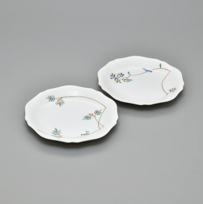 日本製 香蘭社 有田燒 小鳥之詩 2入盤組 (16x2cm)