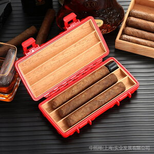 熱銷爆款雪茄保溼盒帶煙託鎖釦加溼器煙盒旅行隨身外便攜包三支裝雪茄盒