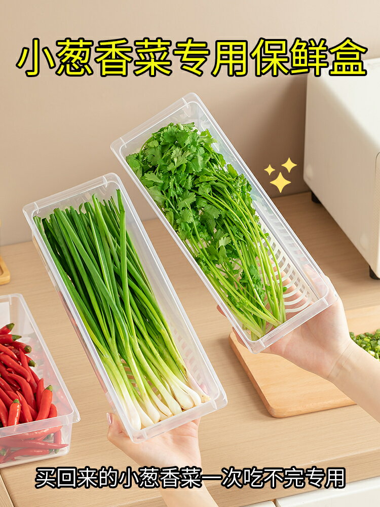 日本冰箱收納盒小蔥香菜專用保鮮盒食品級蔥姜蒜收納整理盒面條筒【淘夢屋】