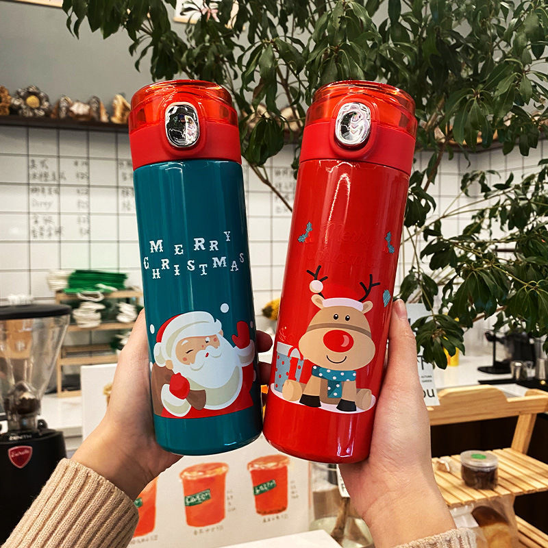 圣誕保溫杯男女學生簡約便攜水杯創意個性潮流杯子新年禮物水杯子