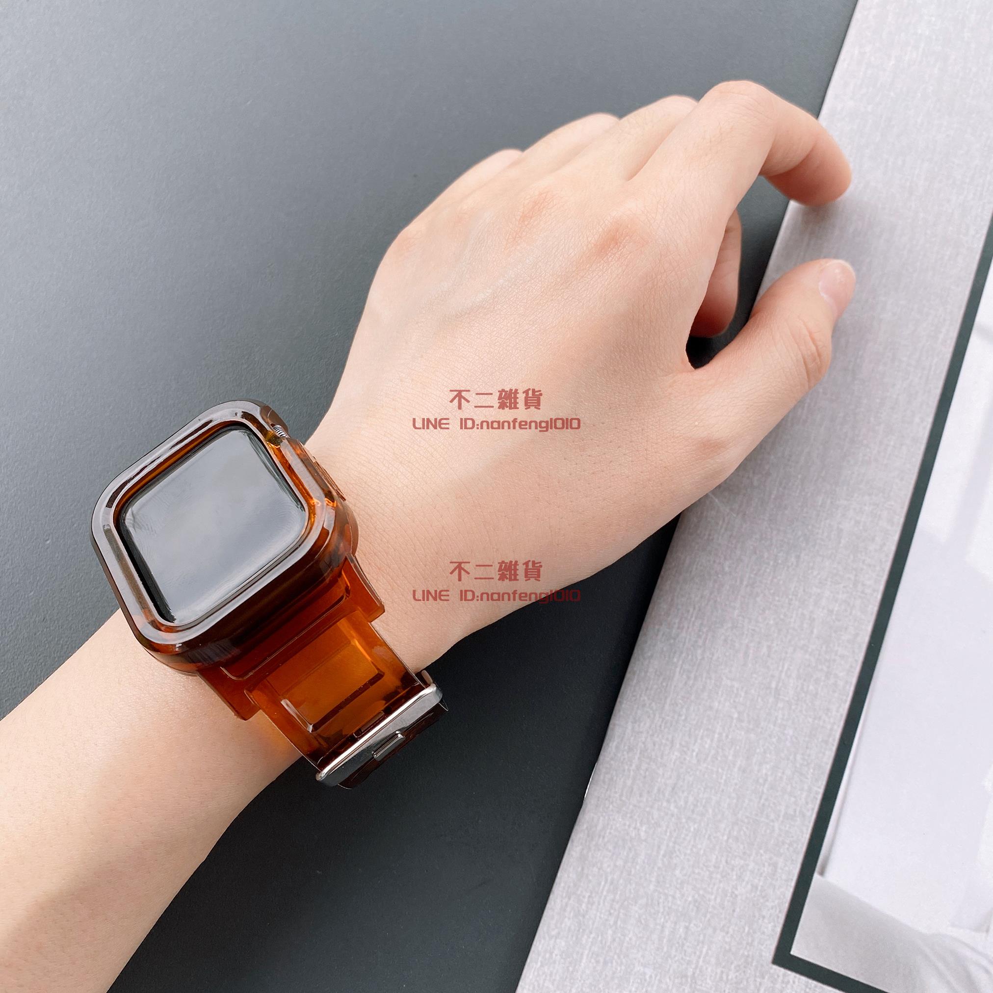 適用蘋果手表帶iwatch123456代SE透明一體表帶軟殼【不二雜貨】