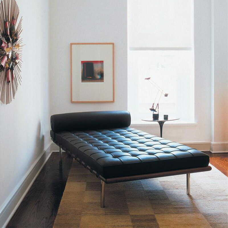 巴塞羅那真皮沙發床樣板房設計師BarcelonaCouch現代簡約午休躺椅