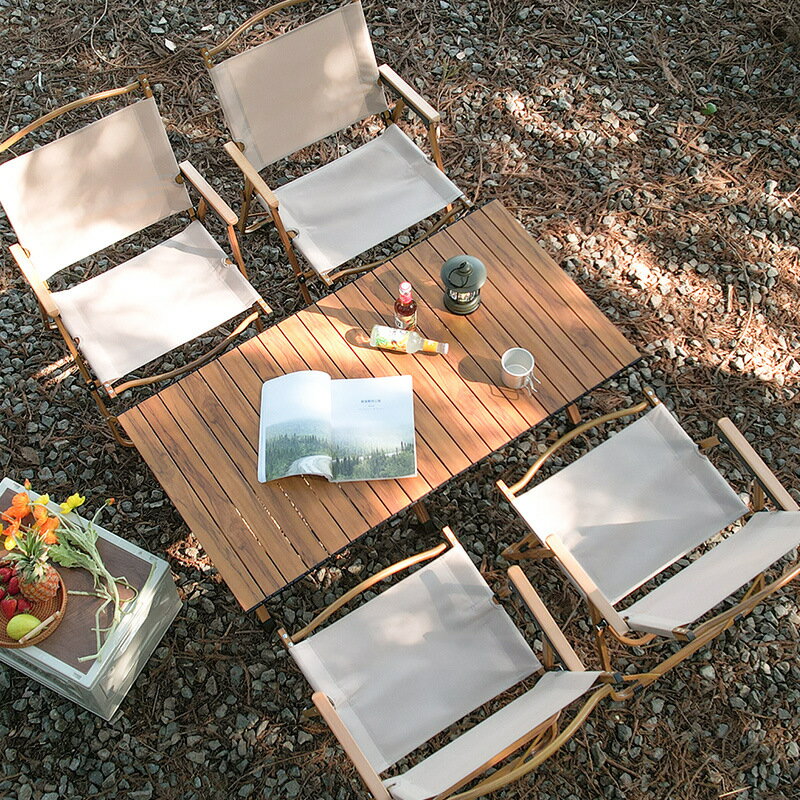 戶外折疊桌子鋁合金克米特椅子便攜式野餐凳露營蛋卷桌子全套裝備