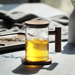 不二良品日式實木水杯玻璃茶水分離茶杯過濾搞怪杯子隔熱隨手杯子
