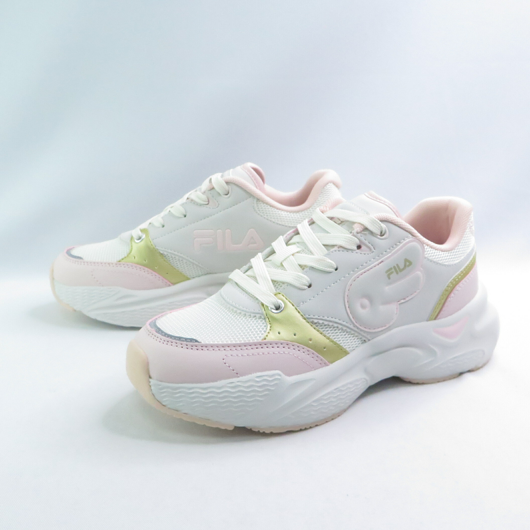 FILA 5C305Z155 女款 休閒鞋 運動鞋 抗菌 消臭 米白粉金【iSport愛運動】