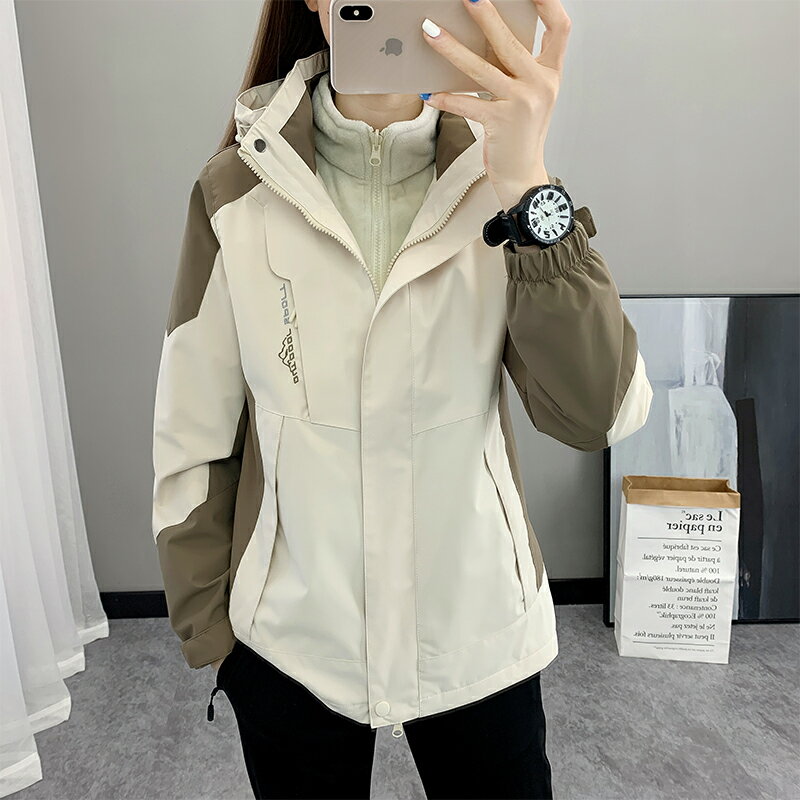 衝鋒衣 登山服 衝鋒外套 2023新款秋冬季爬山沖鋒衣男女三合一可拆卸小個子登山服防風防水【MJ25865】