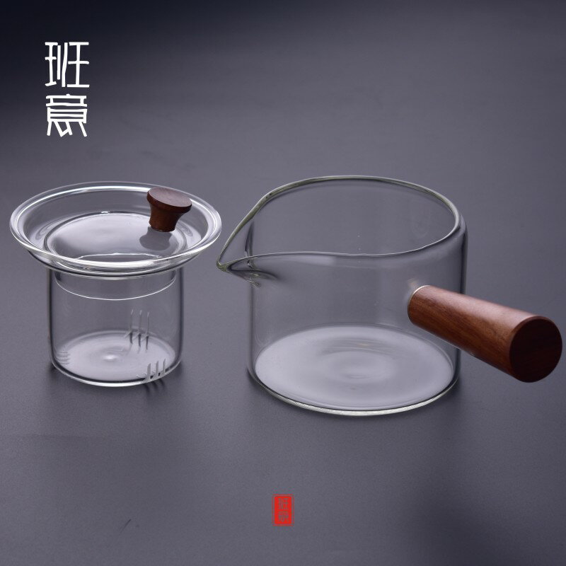 小青柑茶煮茶器加厚耐高溫玻璃煮茶壺側把煮茶器泡茶壺帶玻璃茶濾1入