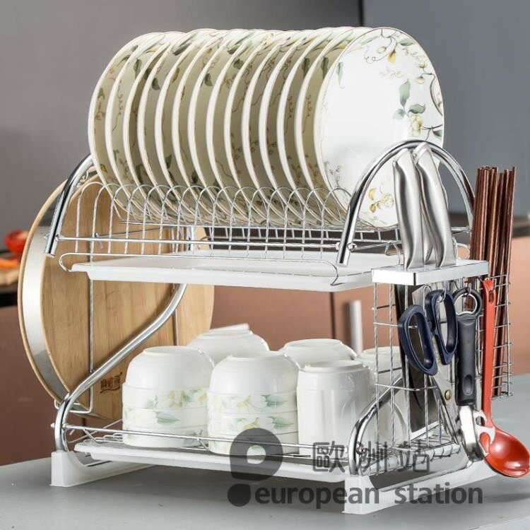 置物架/瀝水碗架雙層廚房兩層放碗盤滴水碗碟架儲物架涼碗筷收納架