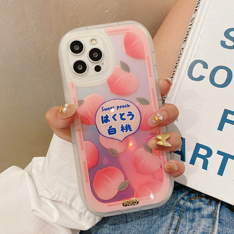 日系清新水蜜桃適用iphone12pro max蘋果11手機殼iphone13軟矽膠xsmax鐳射x/xr日韓8plus女7全包防摔套