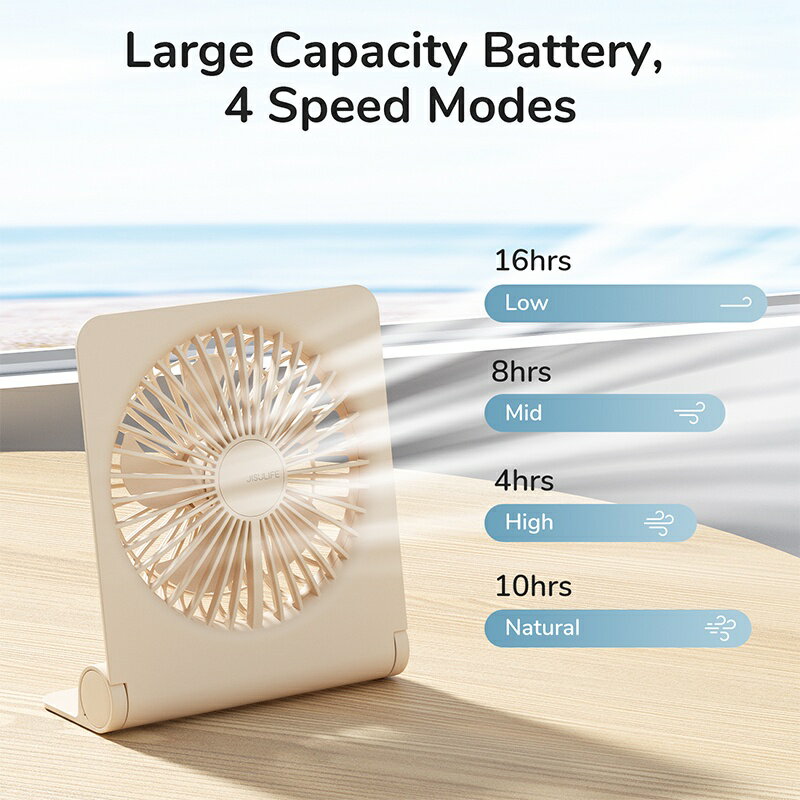Snowbelle優選❄Jisulife幾素迷你臺式風扇個人 USB 可 4500mAh 便攜式臺式風扇強風適用於家庭臥室宿舍辦公室
