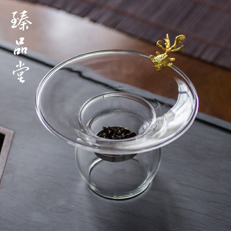 純手工玻璃茶漏 過濾器茶隔 銀魚耐熱功夫茶具配件 大號金魚茶濾1入