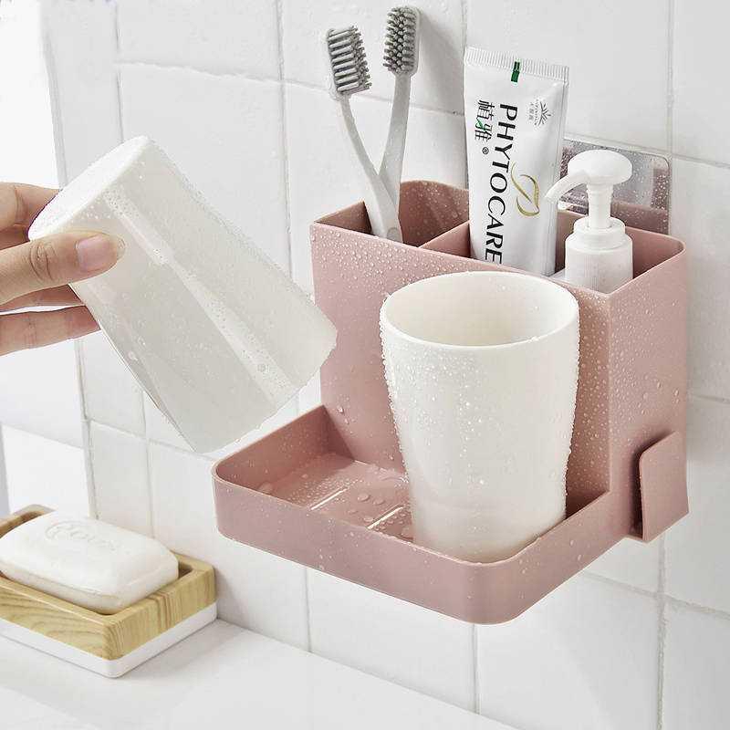 牙刷架放梳子的收納筒浴室壁掛衛生間免打孔洗漱牙膏盒梳子置物架