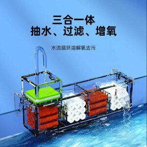 【特惠】生態魚缸過濾器水族箱三合一小型內掛上置過濾盒滴流槽壁掛凈系統